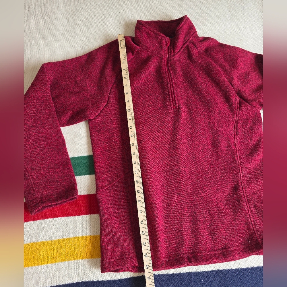 Devon & Jones Raspberry Red Quarter-Zip Fleece Pullover Sweater S Small - Picture 8 of 11